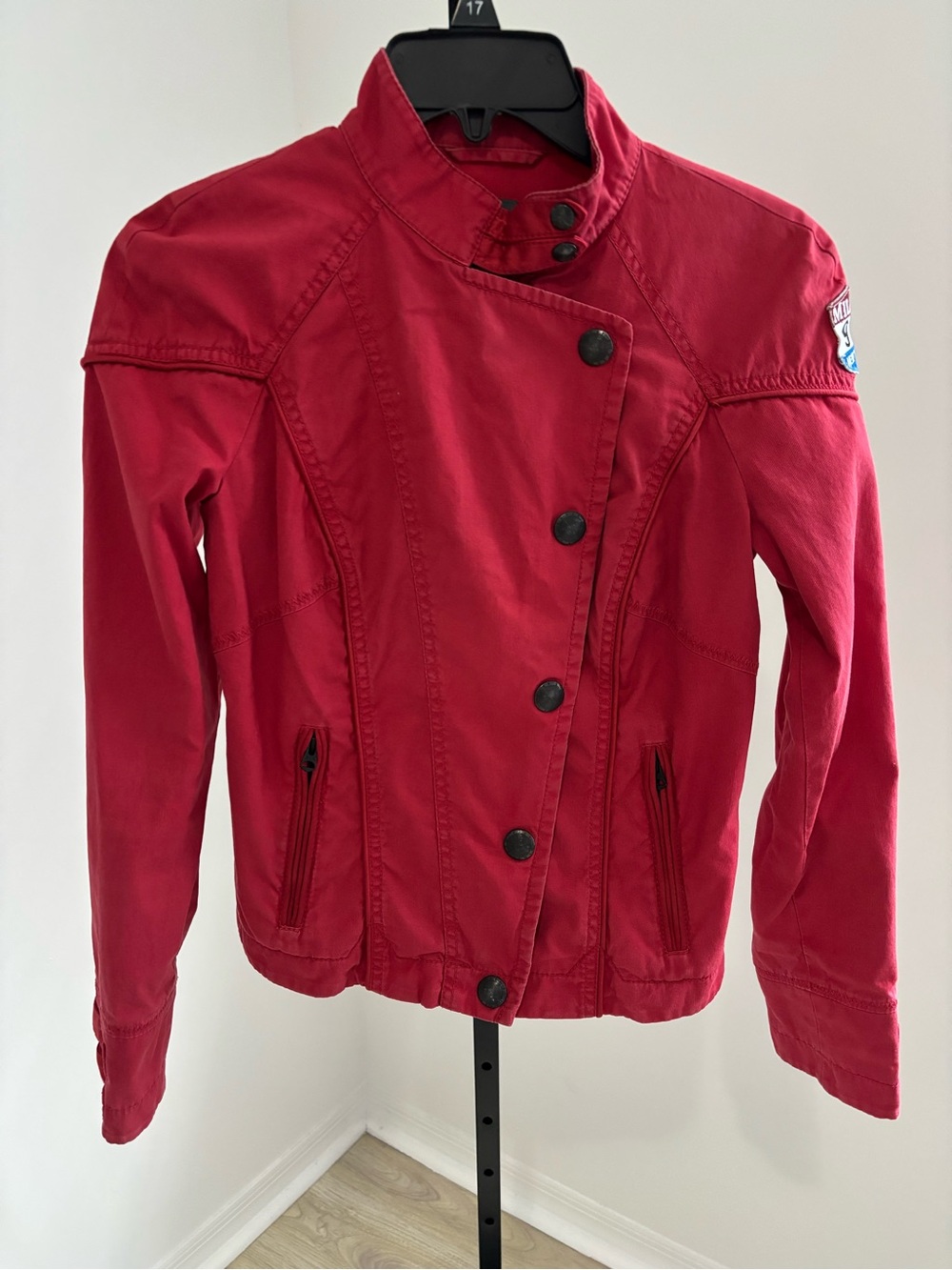 Armani Exchange Women's Red Asymmetrical Button Jacket
